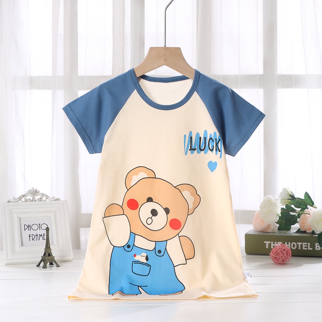 Đồ ngủ cotton Tay Ngắn Phong Cách Hàn Quốc Thời Trang Mùa Hè Mới Cho Bé Gái GYLTZ322