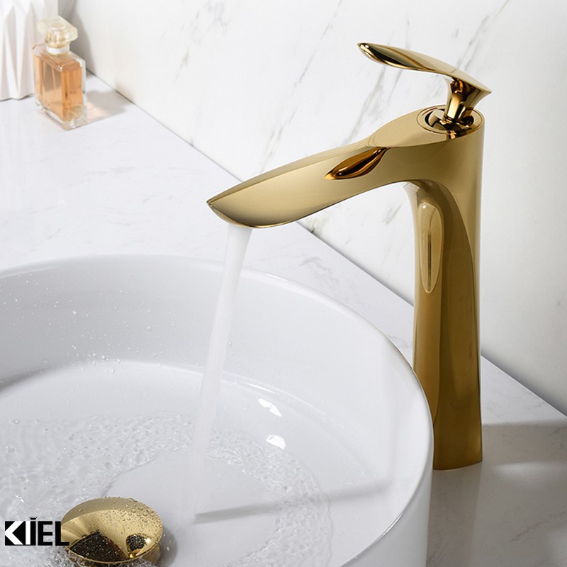 Vòi lavabo lá, vòi rửa mặt đồng mạ vàng cao cấp