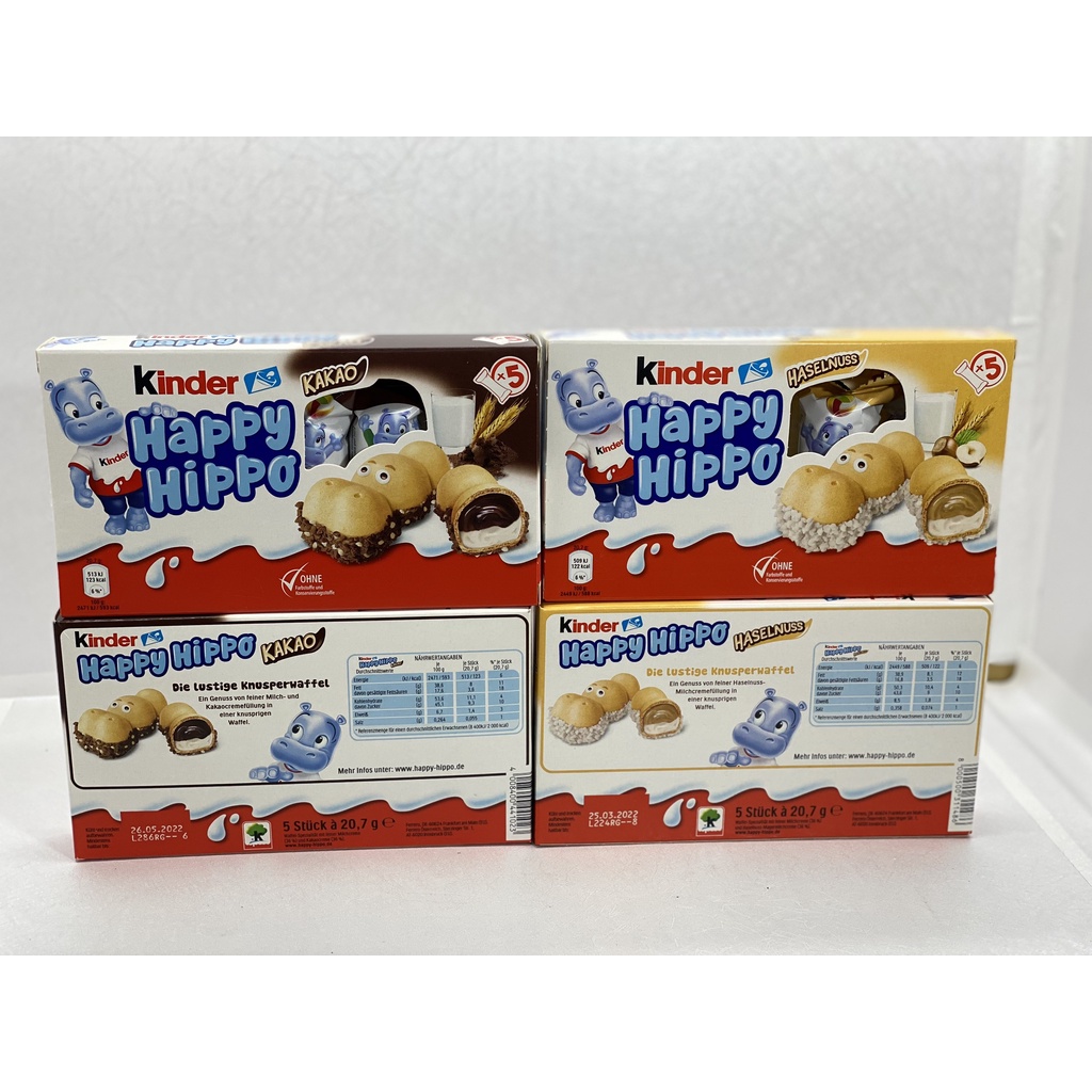Bánh Socola Kinder Happy Hippo Hà mã các vị, hộp 5 chiếc- Đức