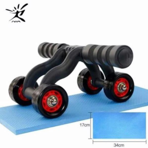 Con lăn tập cơ bụng 4 bánh kèm thảm