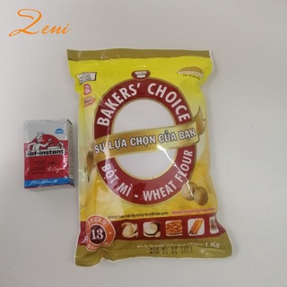 Combo 1 gói bột baker choice số 13 và 1 hộp men làm bánh saf-instant màu đỏ