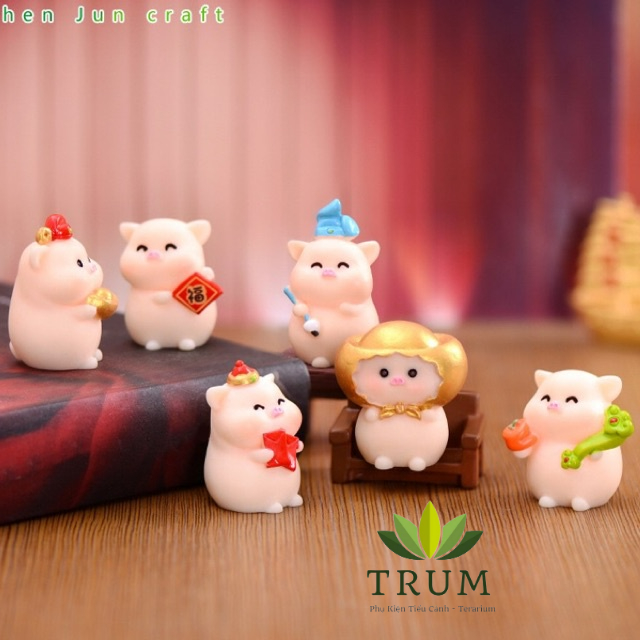 Heo Thần Tài phụ kiện trang trí tiểu cảnh - terarium, hồ cá thuỷ sinh