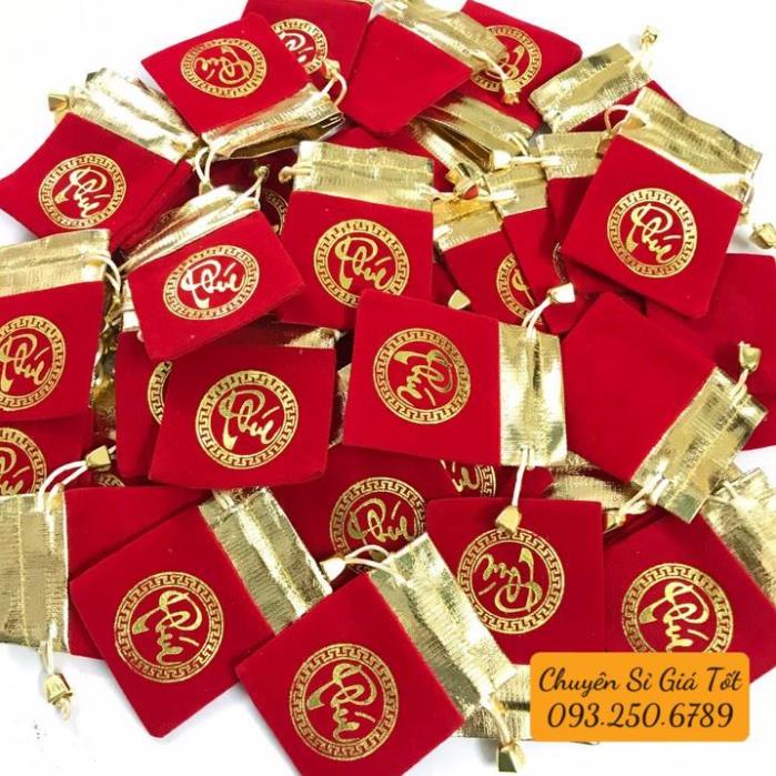 [GIÁ SỈ] COMBO 100 Túi Gấm Nhung Phúc Lộc Đỏ May Mắn Phong Thuỷ 7x9cm