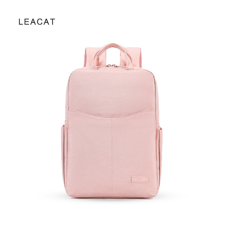 Balo đi học LEACAT màu hồng macaron chống nước và chống sốc thích hợp với laptop 13 14 15.6 inch sành điệu cho nữ