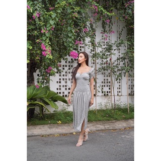 [Kisserine] Đầm lụa hoa nhí VALERIA DRESS - Đầm lụa maxi xẻ tà - váy lụa cao cấp