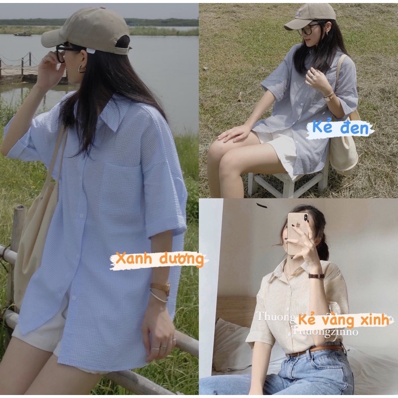 [ẢNH THẬT/VIDEO]ÁO SƠ MI HÀN QUỐC KẺ SỌC NHIỀU MÀU ÁO SƠ MI ULZZANG