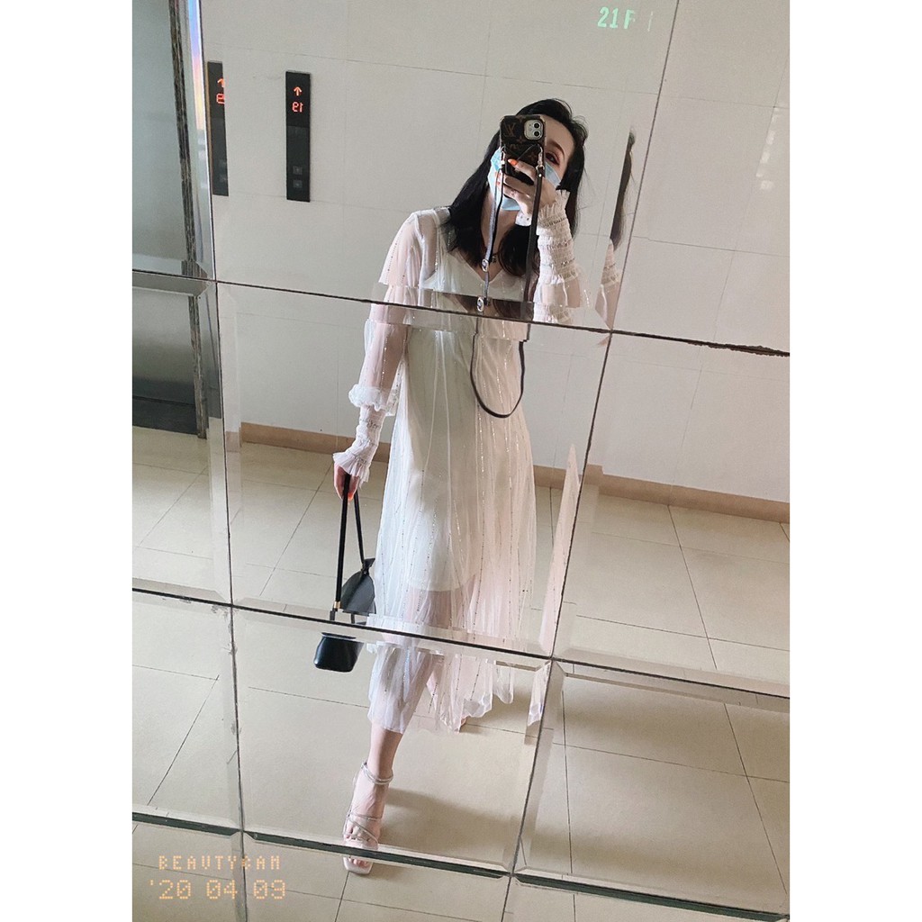 [Sẵn Hàng]♥️Đầm,Váy Ren Nhũ BlingBling Maxi(ảnh thật)Size S->2XL Đi biển | BigBuy360 - bigbuy360.vn