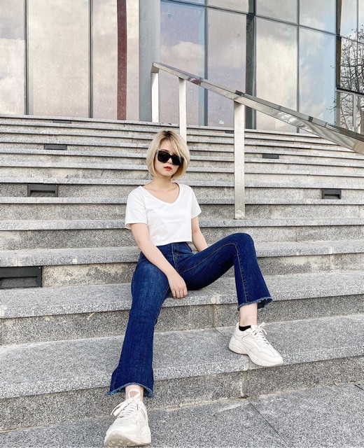 Áo crop cổ tim