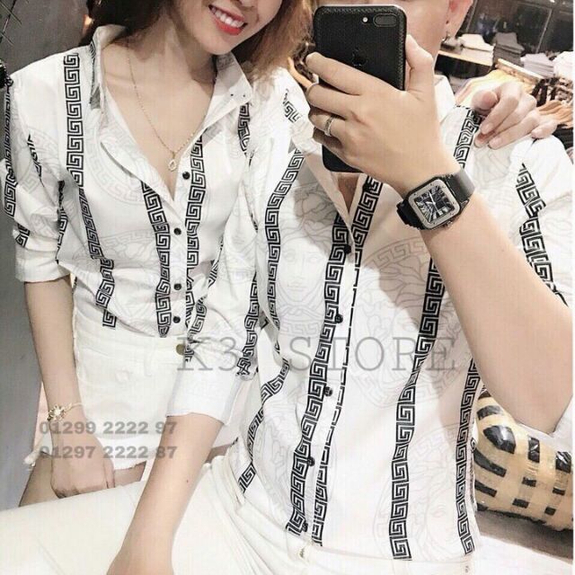 Áo cặp sơ mi lụa in 3D hàng về