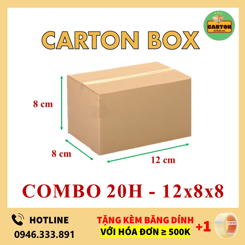 [SỈ/LẺ] (12x8x8) COMBO 20 Hộp Carton Giá Rẻ, Thùng Carton Đóng Hàng chỉ từ 599đ/h