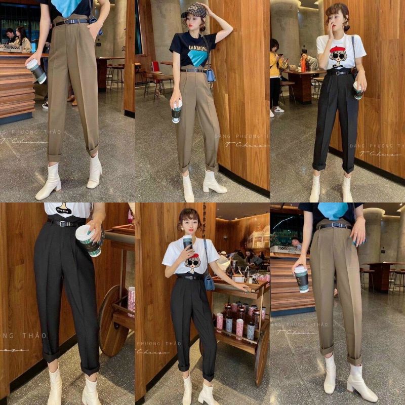 Quần baggy công sở kèm đai đủ size S M L XL