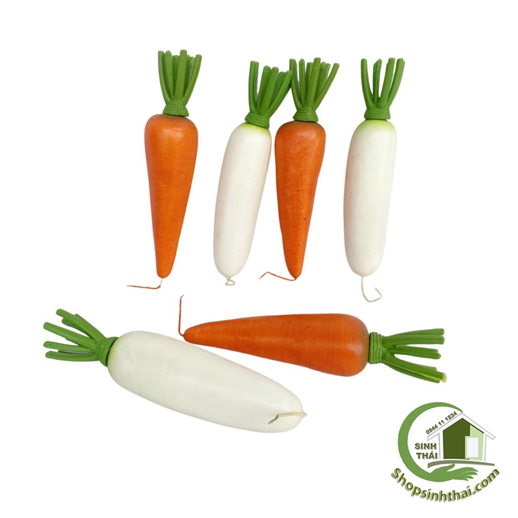Củ cải màu trắng và củ cà rốt giả  - phụ kiện trái cây, rau củ quả trang trí chụp hình ảnh sản phẩm