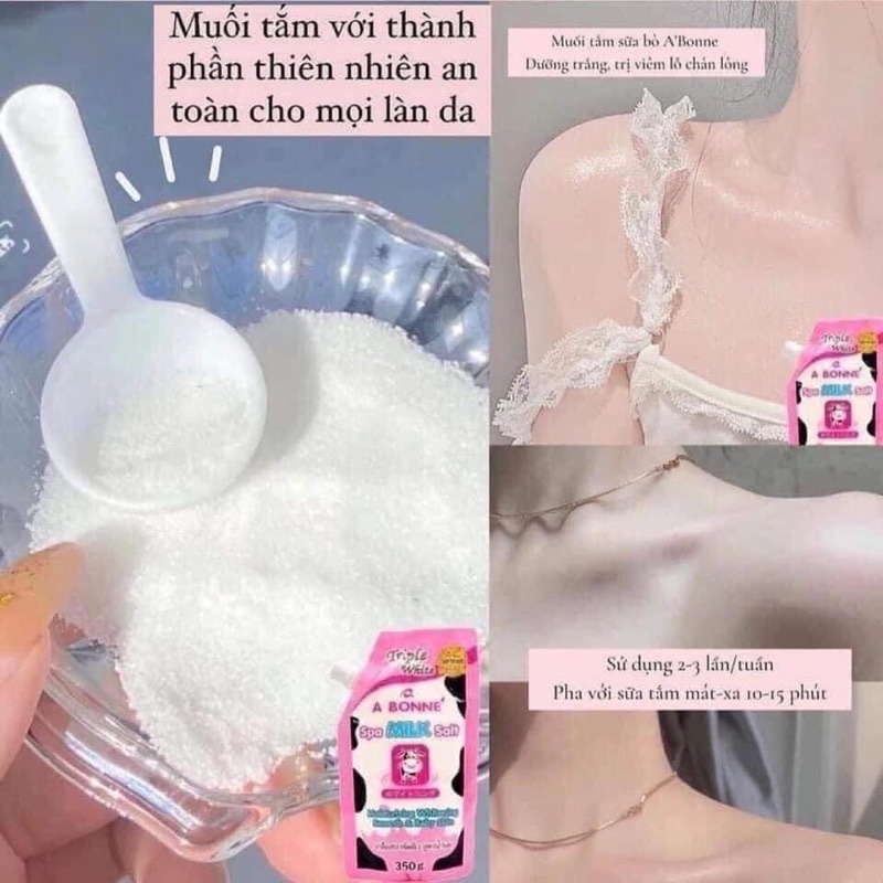 ( Chính Hãng Thailand ) Muối tắm sữa bò A Bonne Spa Milk Salt Thái Lan tẩy da chết túi 350g - CO030