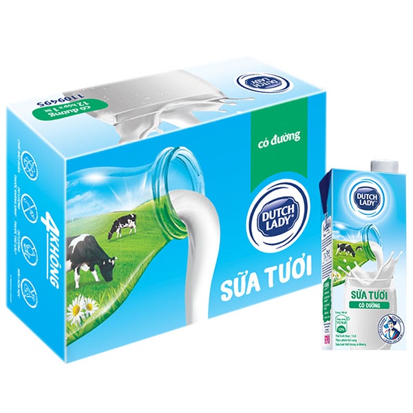 Sữa tiệt trùng Cô Gái Hà Lan 1L - không đường - có đường