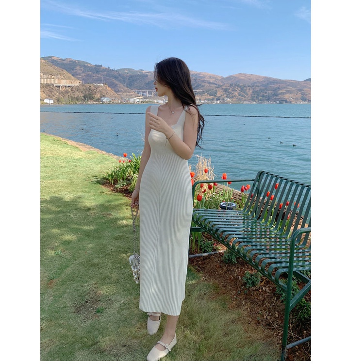 Đầm Dệt Kim Cổ Vuông Không Tay Quyến Rũ Thời Trang Mùa Hè Mới