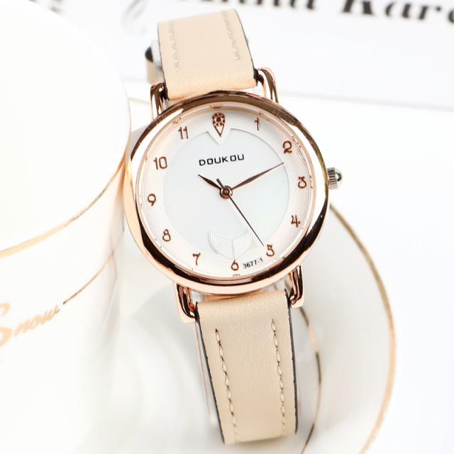 Đồng hồ nữ Doukou dây da thời trang mềm mại ôm tay