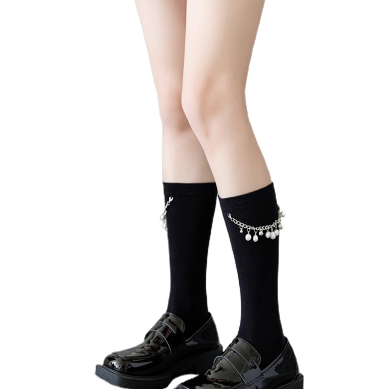 Vớ cotton trang trí ngọc trai giả phong cách Harajuku Nhật Bản cá tính