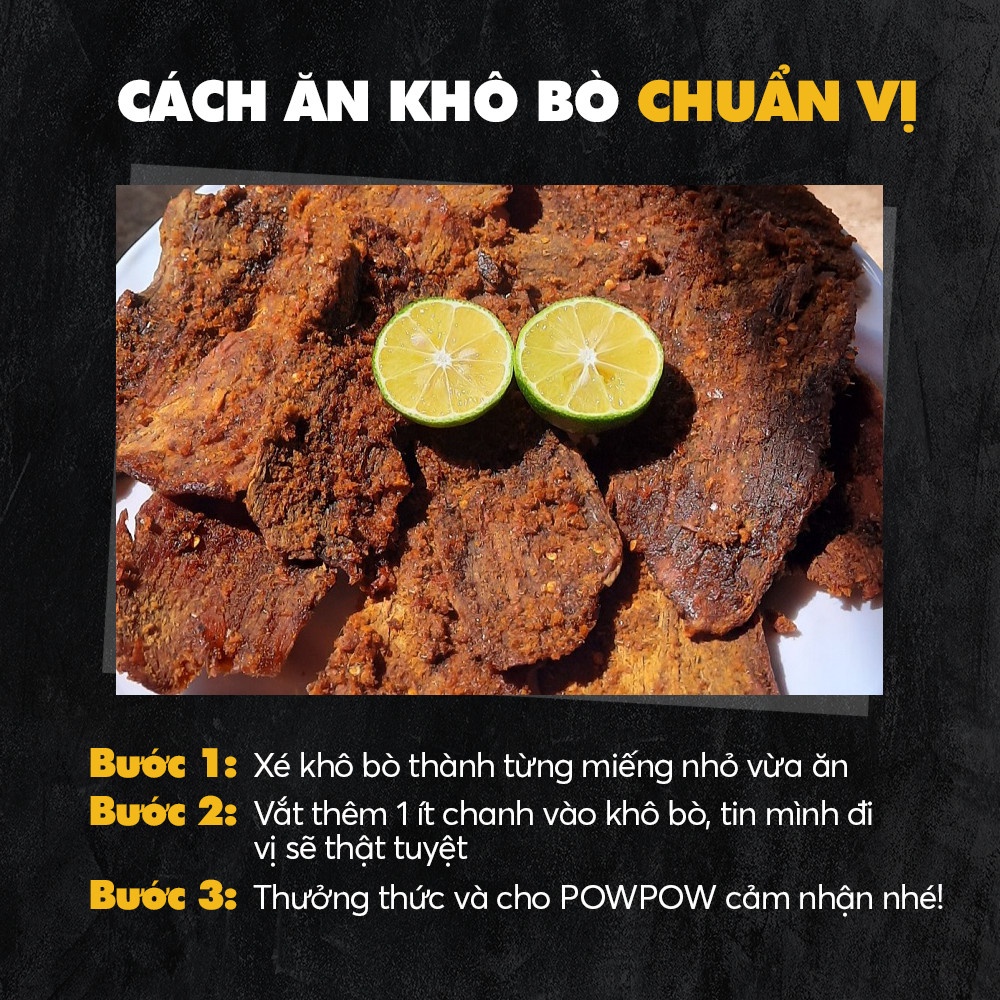 Khô bò miếng dày mềm 200g POWPOW an toàn vệ sinh thực phẩm