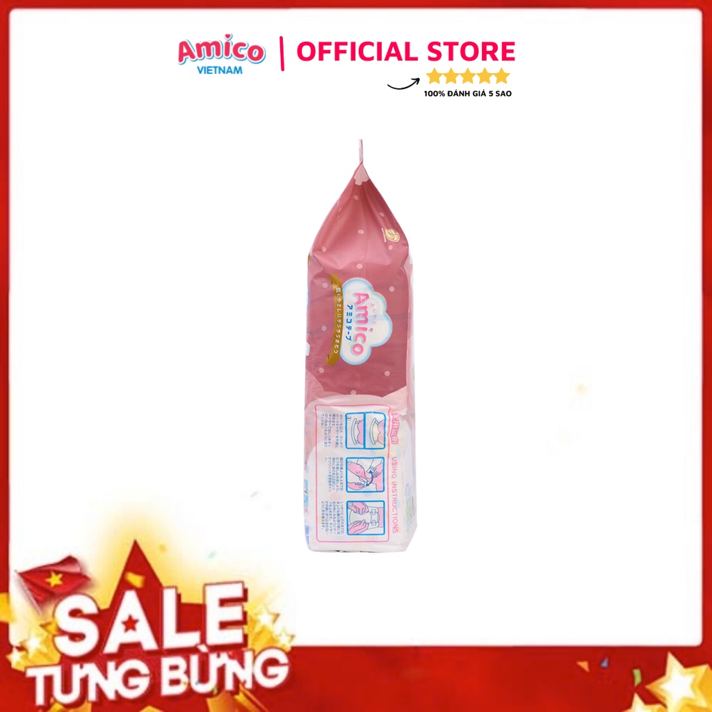 Bỉm - Tã dán Amico combo 2 gói size L 54 + 4 miếng (Cho bé 9 - 14 kg)