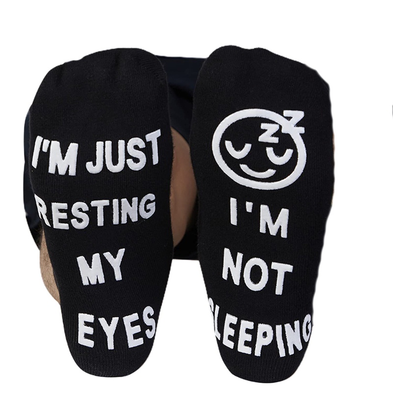 Xiangbao Vớ Mắt Cá Chân Unisex Mới Lạ Vui Nhộn I Am Not Sleeping My Eyes Crew