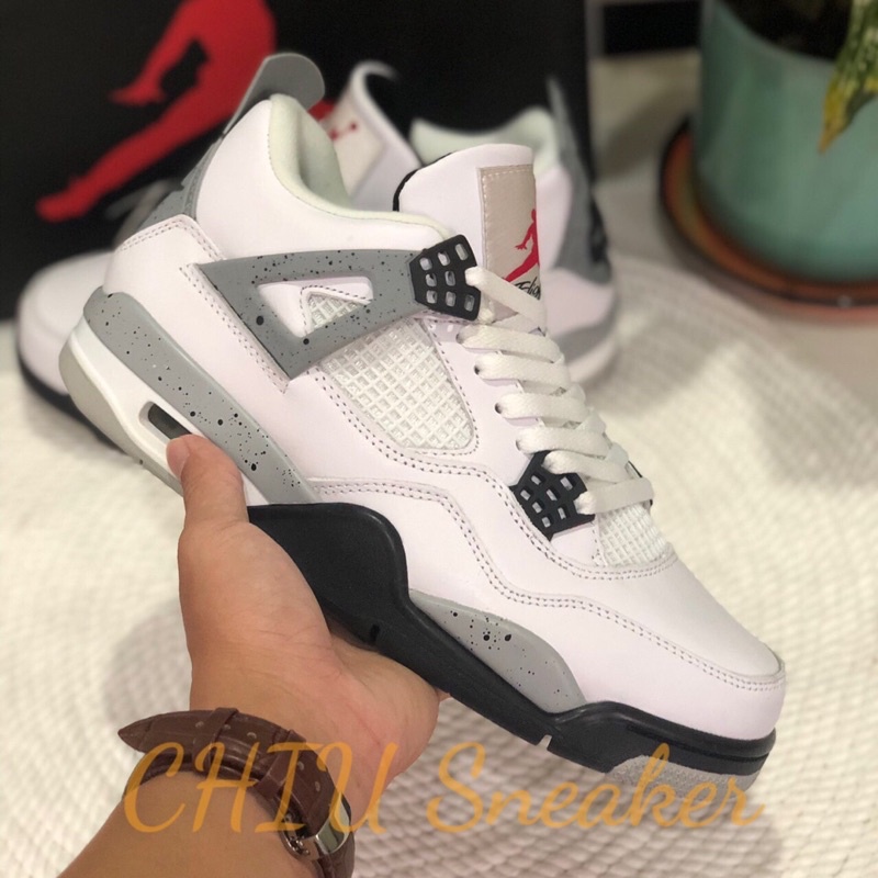 Giày Sneaker nam nữ air Jordan 4 retro “ White cement “ phiên bản cao cấp giày thể thao nam nữ Jd4