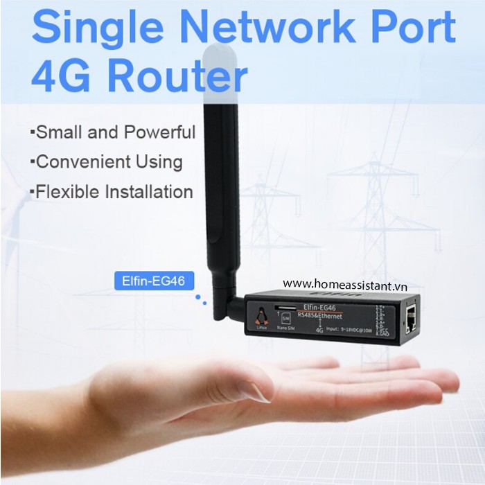 Bộ Định Tuyến Sim 4G LTE Kết Nối Mạng Ethernet Và Modbus RS485 Elfin EG46  Hass PLC