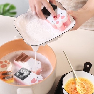 Set 3 miếng bọt biển rửa chén hình bàn chân mèo