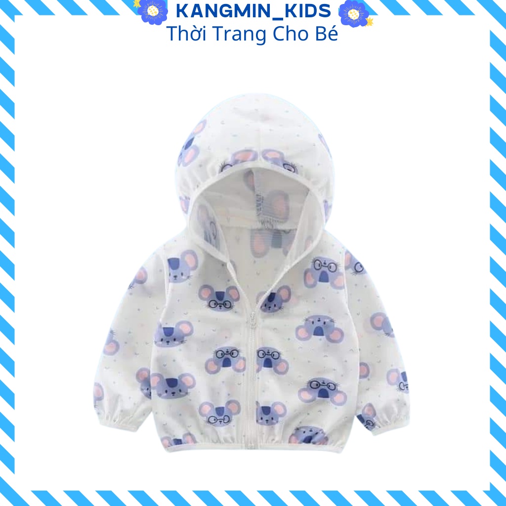 Áo chống nắng cho bé trai bé gái Kangmin kids, áo khoác cho bé trai bé gái in hoạ tiết cực yêu cho bé từ 6- 20kg