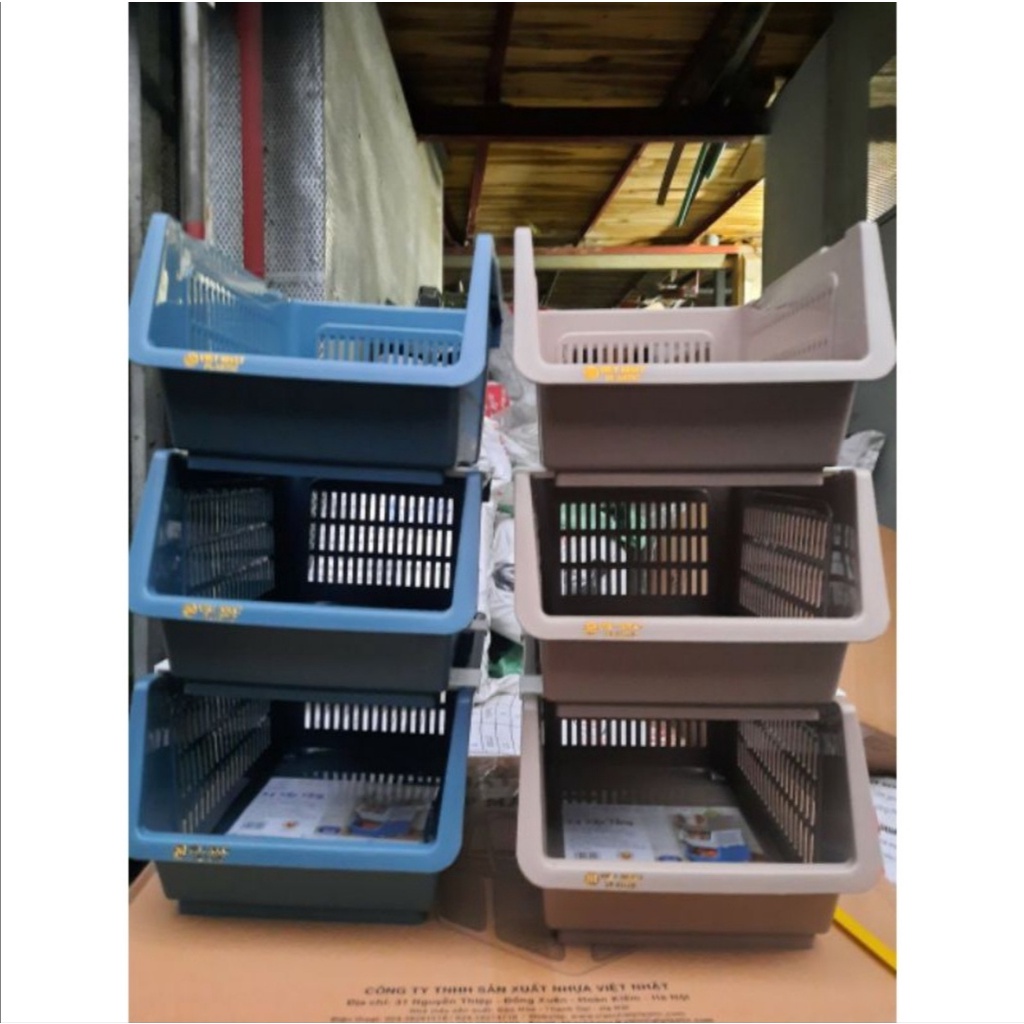 Kệ, giá xếp 3 tầng nhựa Việt Nhật. Kích thước 110 x 27 x 20cm/ 3 tầng.