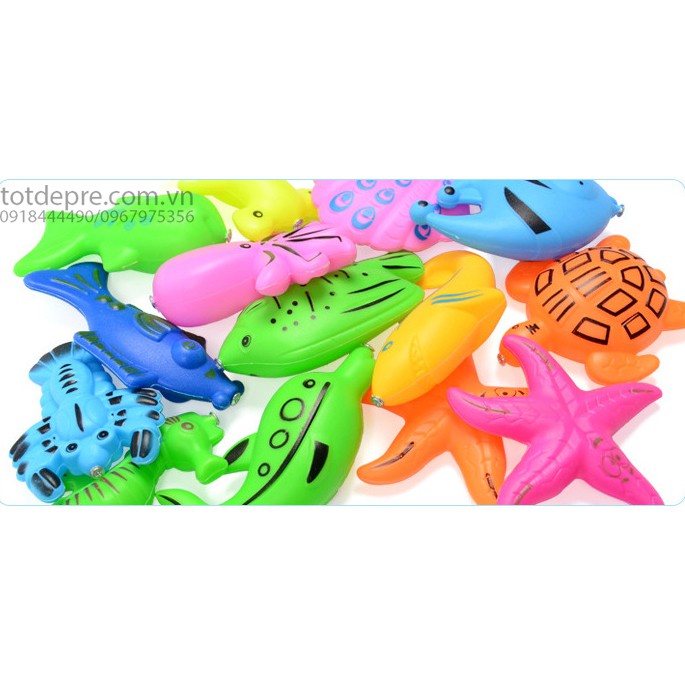 Bộ đồ chơi câu cá nhiều loại kèm bể phao, cần câu, vợt, bơm tay cho bé