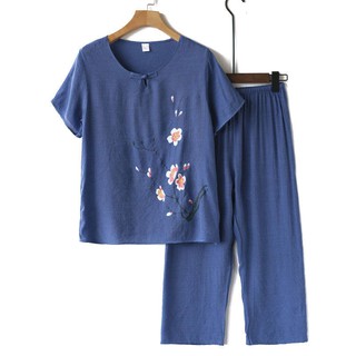 ♣Bộ đồ ngủ lửng vải lanh cotton cho nữ☞