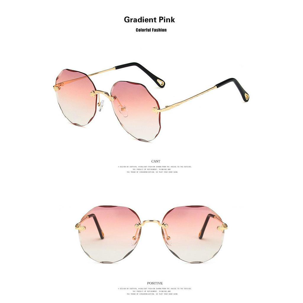 Kính mát gọng tròn màu gradient phong cách retro thời trang cho nữ