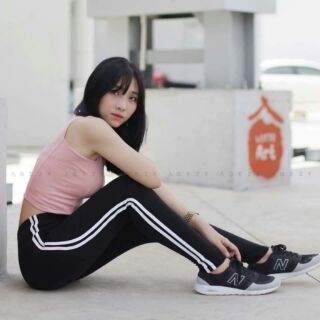 QUẦN LEGGING 2 sọc màu đen
