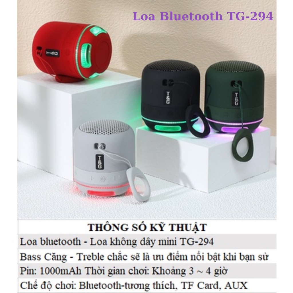 Loa Bluetooth Mini Tg294 Loa Nghe Nhạc Bluetooth Mini Hỗ Trợ Thẻ Nhớ Jack 3.5 Kêt Nối Máy Tính Laptop - Tueman