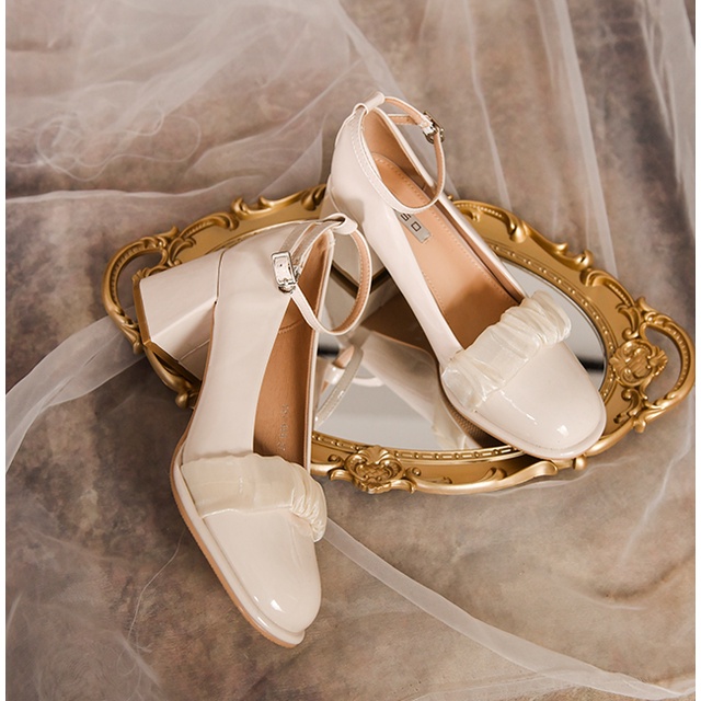 Giày Mary Jane quai bèo, đế đinh cao 4 cm phong cách retro