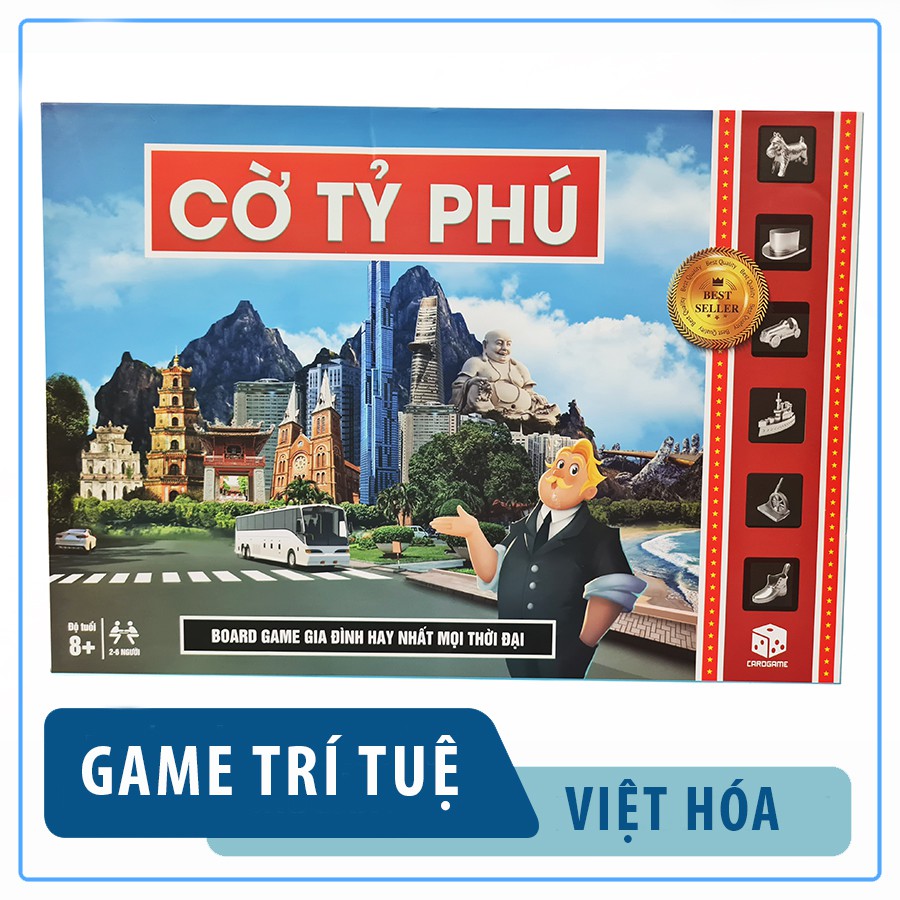 Bộ đồ chơi Cờ Tỷ Phú Monopoly cao cấp - Trò chơi trí tuệ cho trẻ em, địa danh Việt, tiền Việt, có hướng dẫn đi kèm