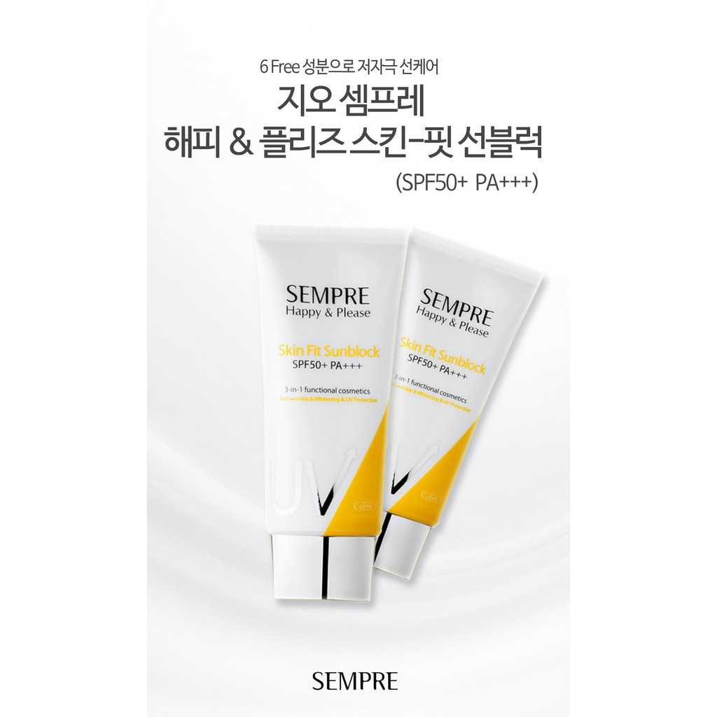 Kem Chống Nắng Geo Lamy Sempre Happy &amp; Please Skin Fit Sunblock SPF50+ PA+++