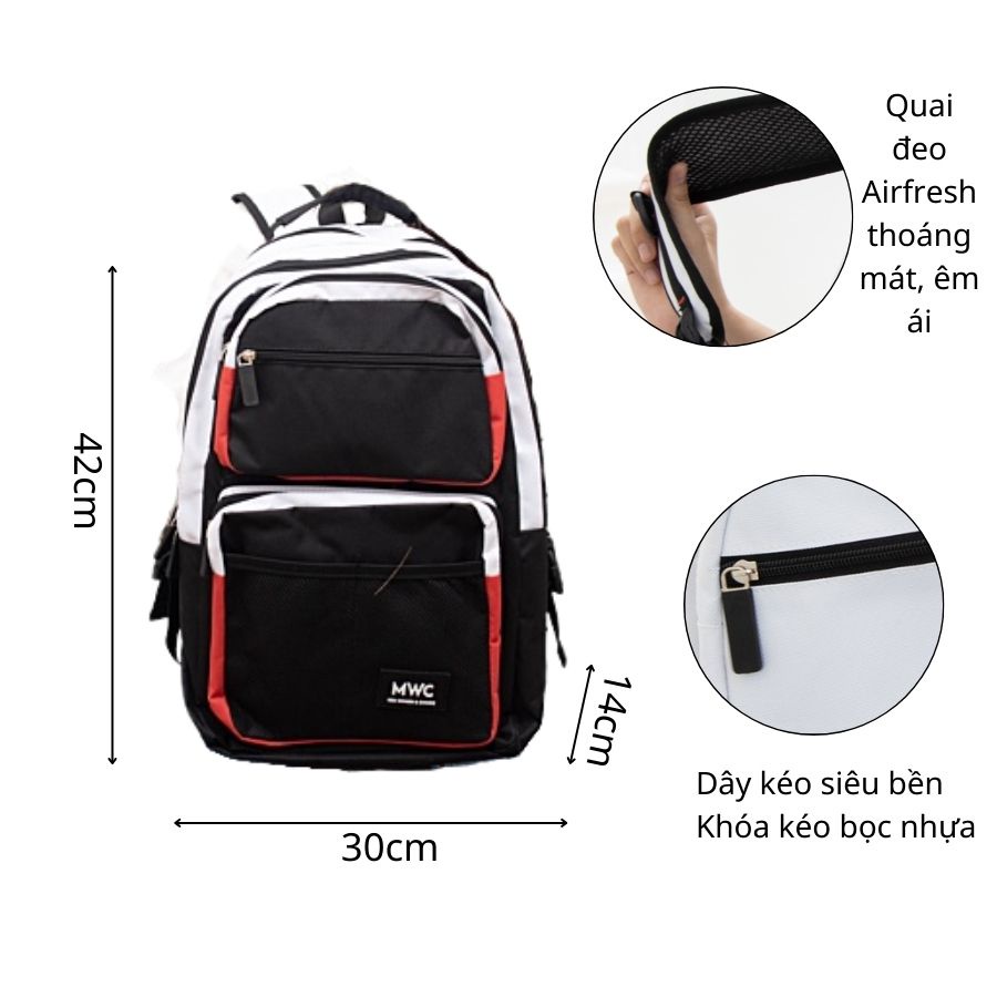 Balo MWC 1076 - Balô Nam Nữ Đi Học Đi Chơi, Cặp Đựng Laptop Đồ Dùng Cá Nhân Tiện Ích
