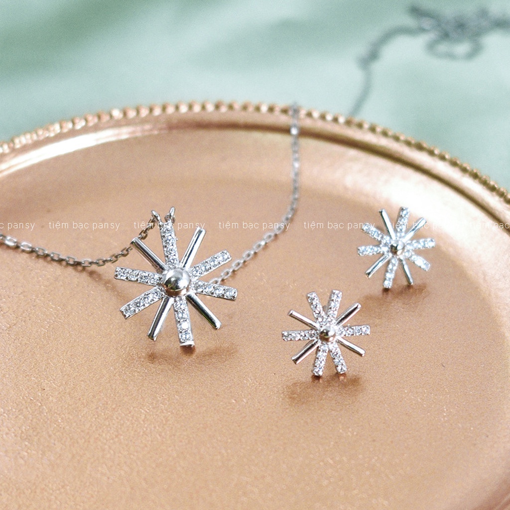 Bông tai bạc nữ PANSY hình mặt trời phong cách Hàn Quốc, khuyên tai bạc ta 925 thật hottrend