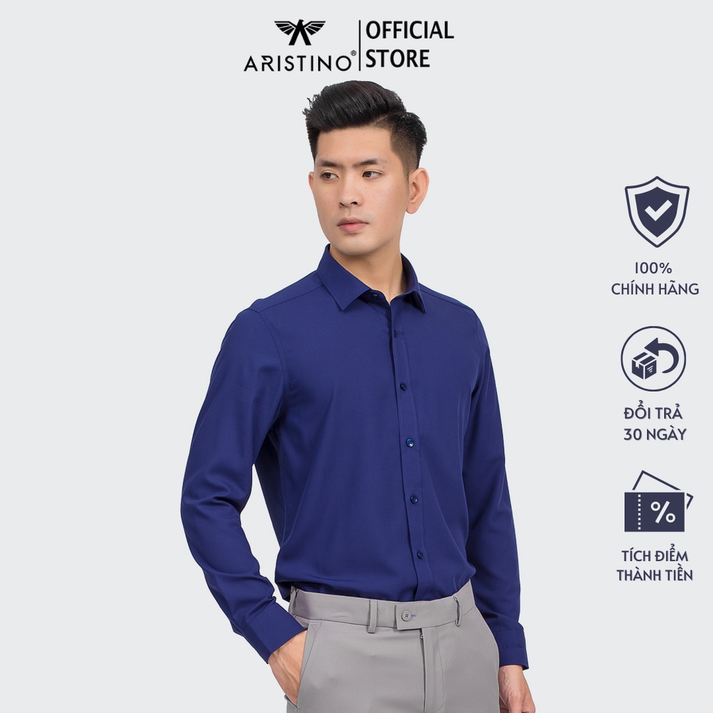 Áo sơ mi nam dài tay ARISTINO dáng Slim fit ôm vừa vặn, họa tiết sọc dobby nam tính, chất liệu mềm nhẹ - ALS08809