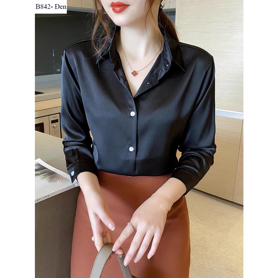 B842- Áo sơ mi nữ lụa dáng basic LAMO