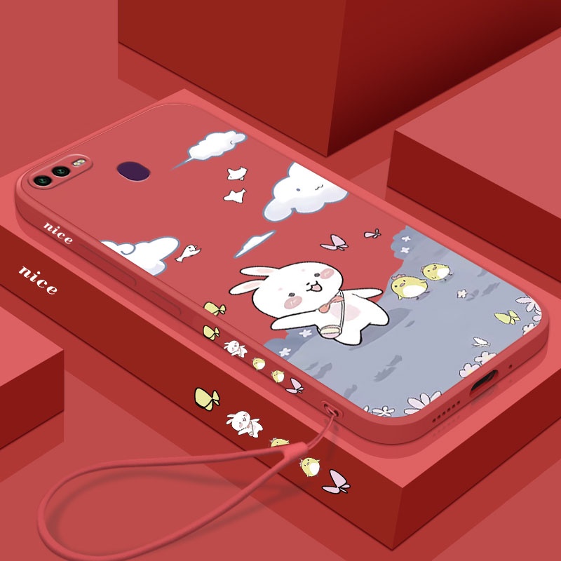 Ốp Điện Thoại Silicon Mềm Hình Thỏ / Gà / Thỏ Hoạt Hình Gắn Dây Đeo Cho OPPO A7 A5S A12 F9 PRO F7 F5