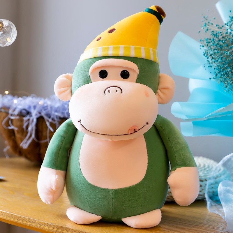 GẤU BÔNG KHỈ KINGKONG ĐỘI NÓN CHUỐI DỄ THƯƠNG SIÊU MỀM MỊN  VẢI MINISO MỀM MỊN, AN TOÀN, HÀNG XỊN LOẠI 1