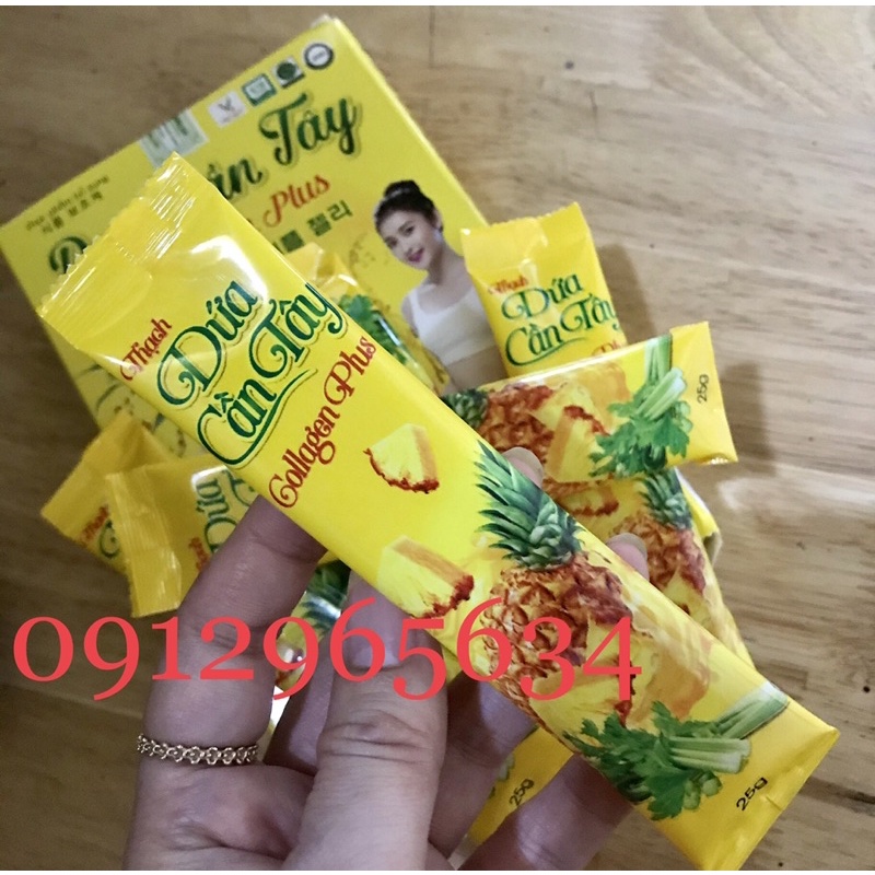 Thạch dứa cần tây Collagen hỗ trợ giảm béo thừa cân đẹp dáng đẹp da tốt cho hệ tiêu hoá
