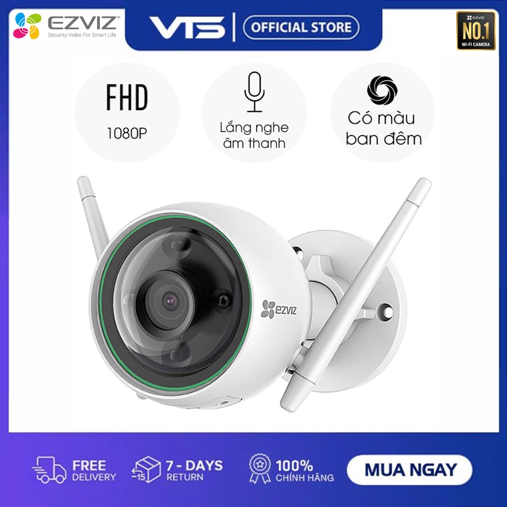 Camera WIFI EZVIZ CS-C3N 2.0MP, CS-C3N-A0-3H2WFRL 1080P ngoài trời - Tích hợp Micro Thu Âm -  Full color