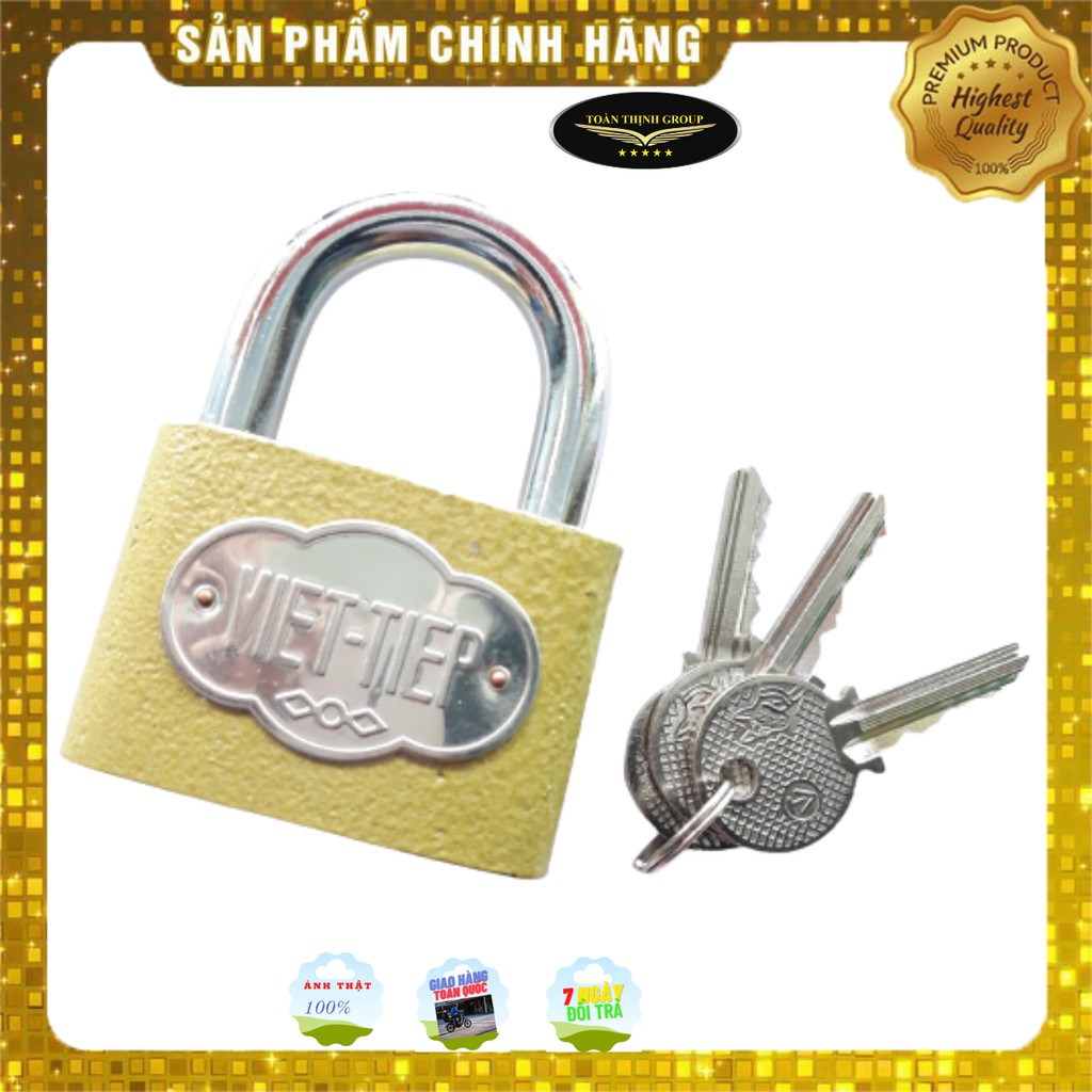 Khóa Việt Tiệp - Khóa Treo Gang Bấm Việt Tiệp 5P, 6P Chính Hãng. Ổ Khóa Bấm 3 Chìa, 2 Màu Đen Vàng, Bền Bỉ Với Thời Gian