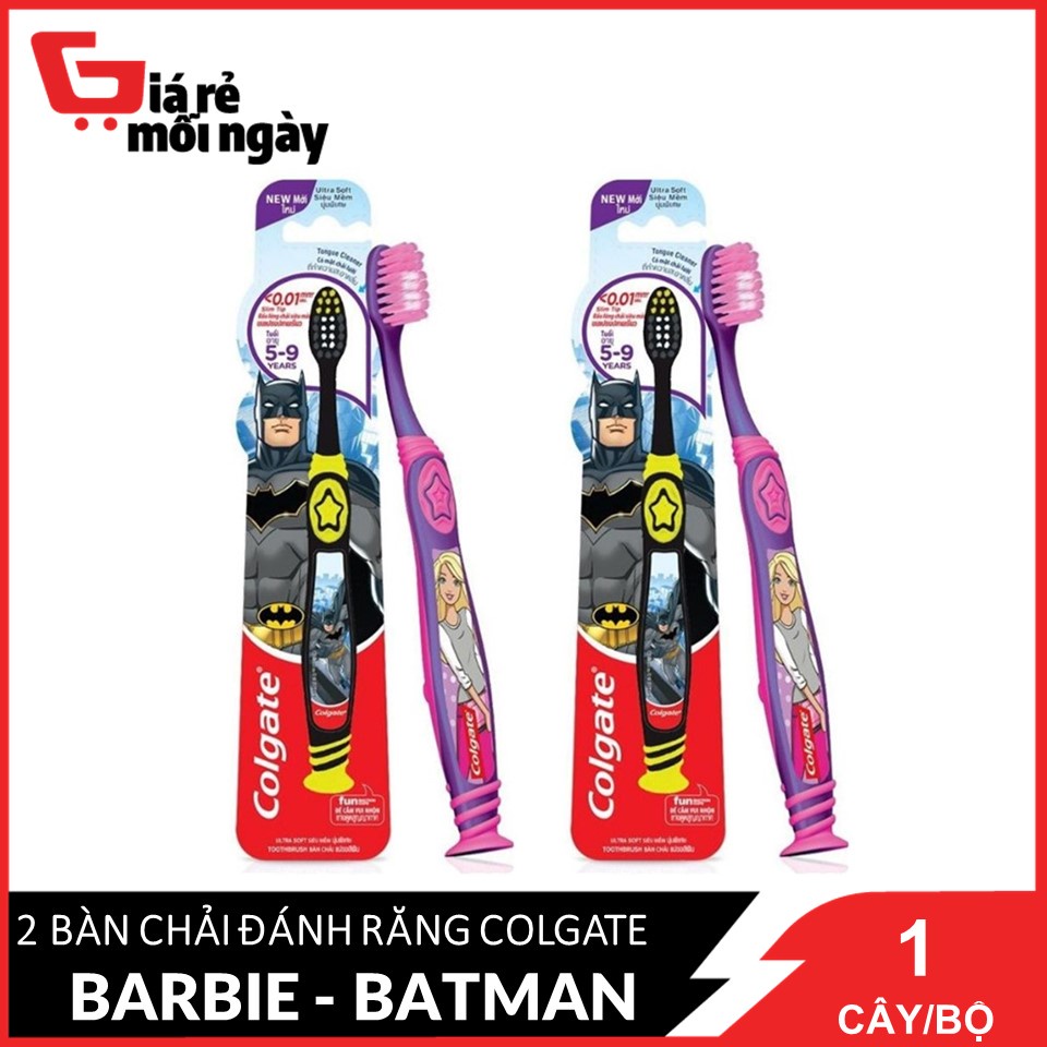 COMBO 2 Bàn chải đánh răng Colgate Trẻ em Smile 5 - 9 Tuổi BarbieBatman Bộ 2 cây