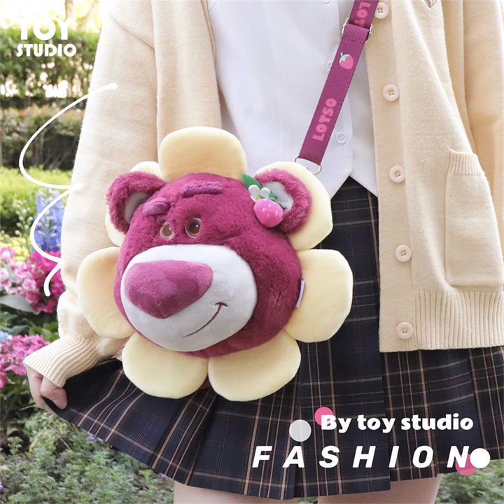 Túi Đeo Chéo mini Kiểu Hoạt Hình Gấu/Hoa/Dâu Tây Nhồi Bông Dễ Thương