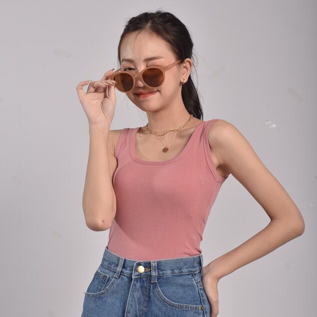 Áo sát nách nữ croptop ❤️iCotton❤️ 100% cotton form ôm tập gym chất đẹp