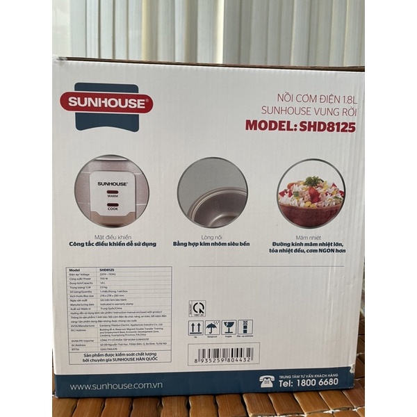 Nồi cơm điện nắp rời SUNHOUSE SHD8125 vung rời(xưởng hấp tiện dụng)